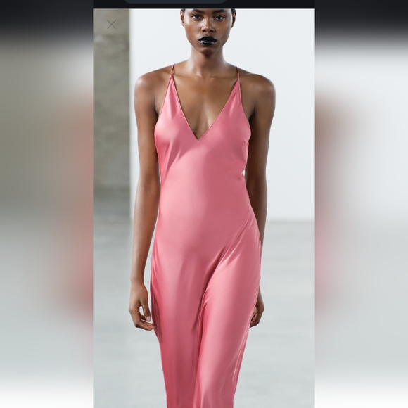 BNWT! Zara satin slip dress with criss-cross back - Picture 2 of 7